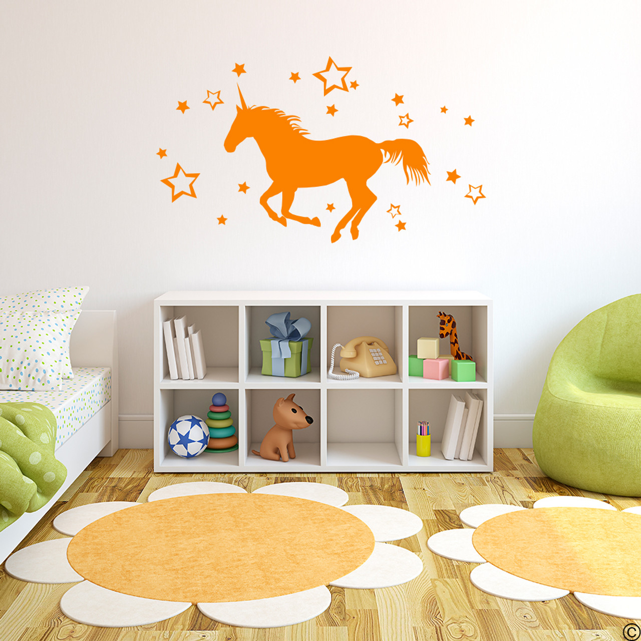 Unicorn Vinyl Wall Decal in persimmon