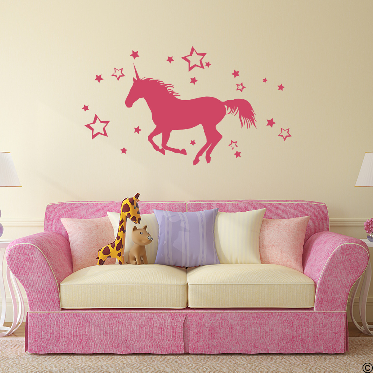 Unicorn Vinyl Wall Decal in lipstick