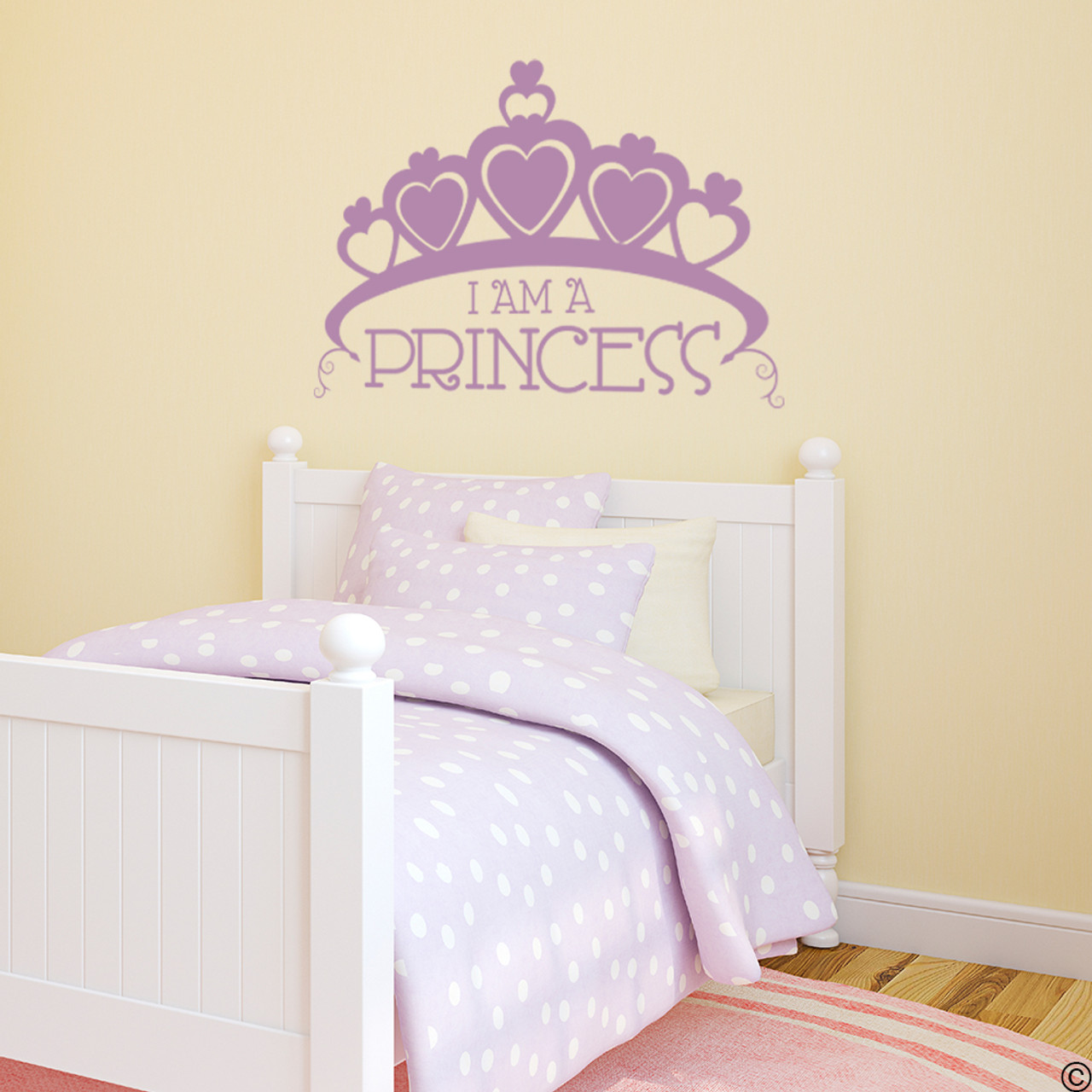 Princess Crown with the wording "I'm A Princess," vinyl wall decal in lavender