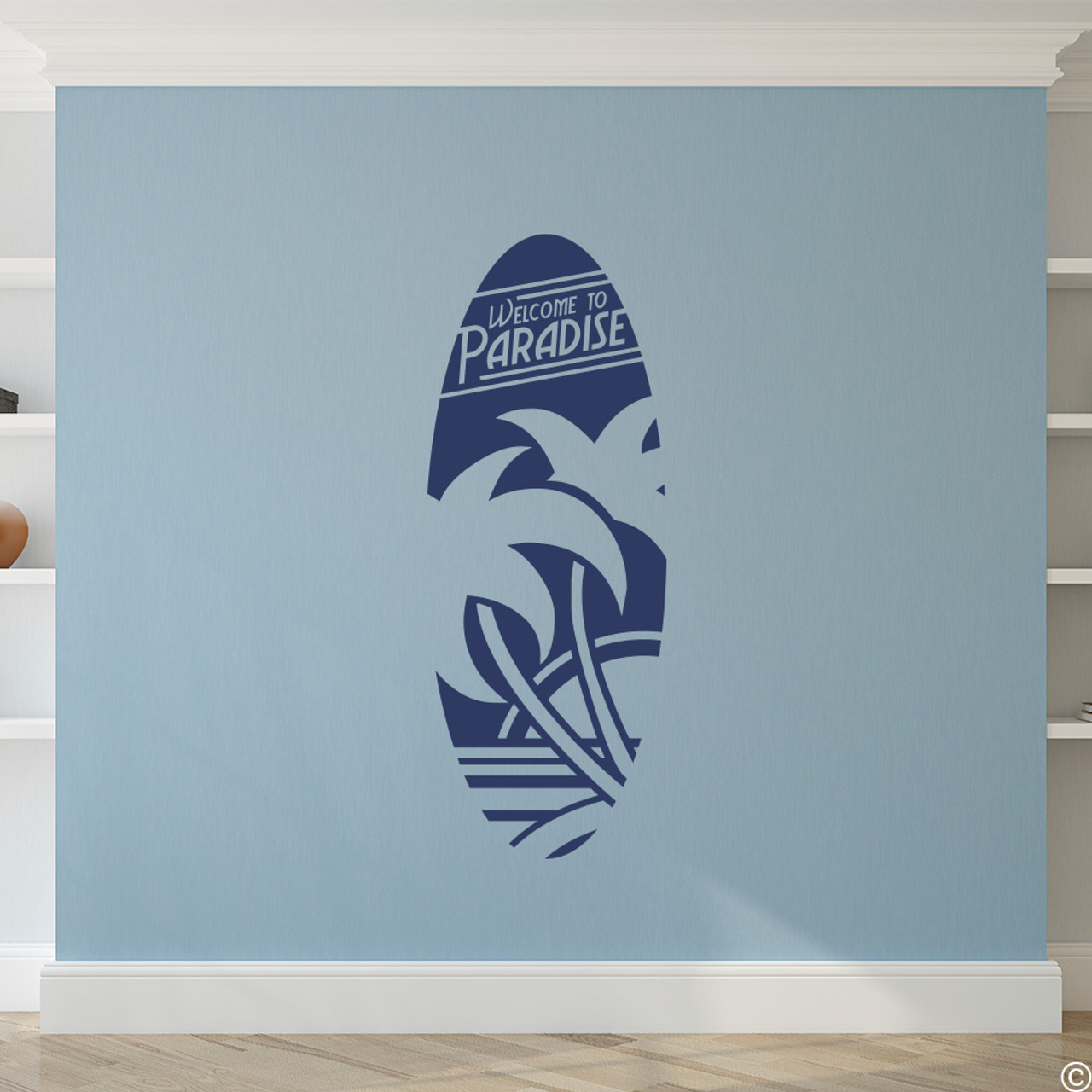 Welcome to Paradise vinyl wall decal in dark blue