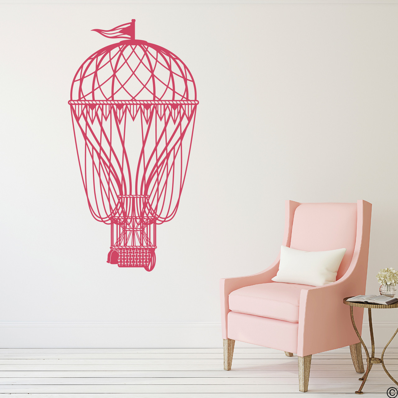 Hot Air Balloon vinyl wall decal in lipstick