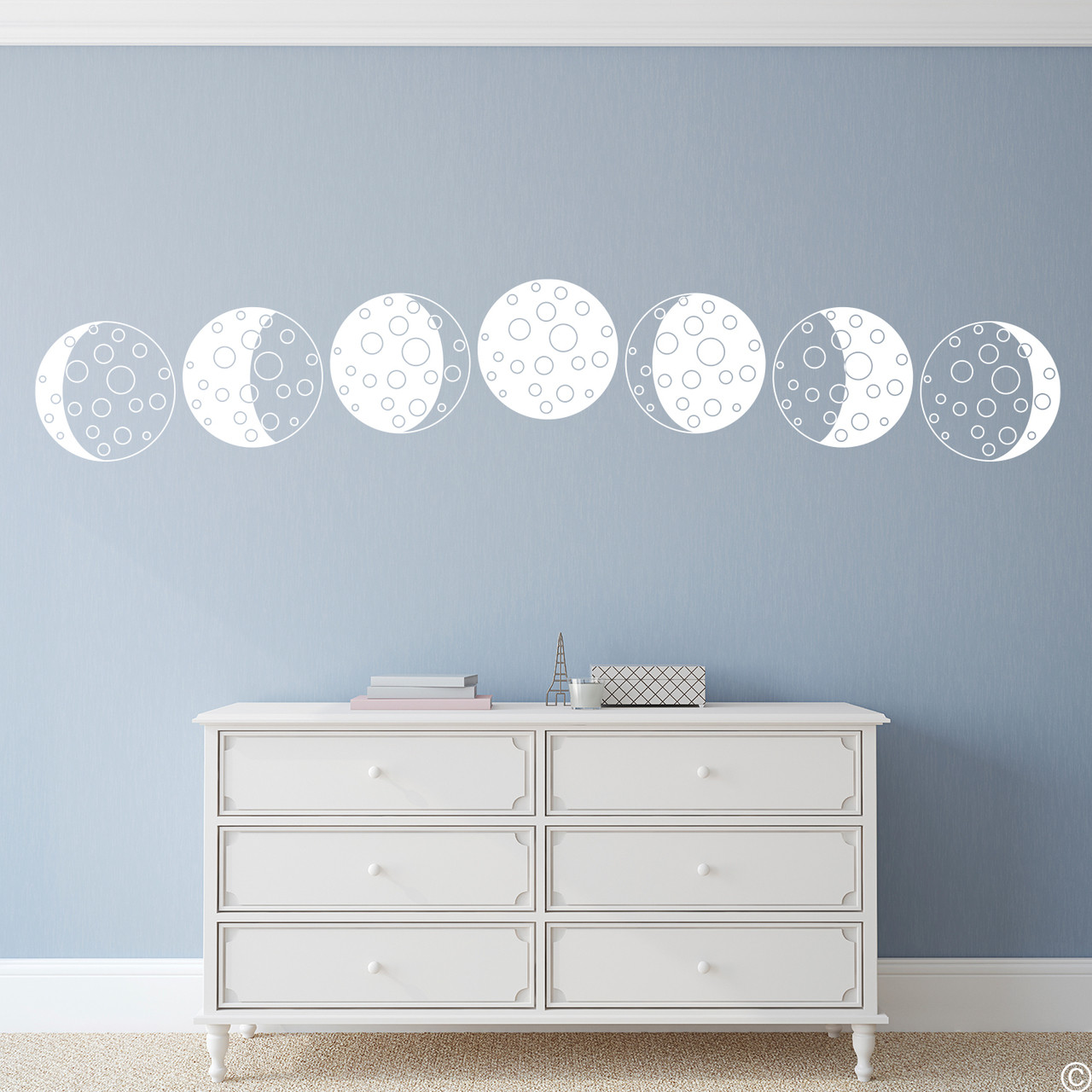 Phases Of Cartoon Moon Vinyl Wall Decal