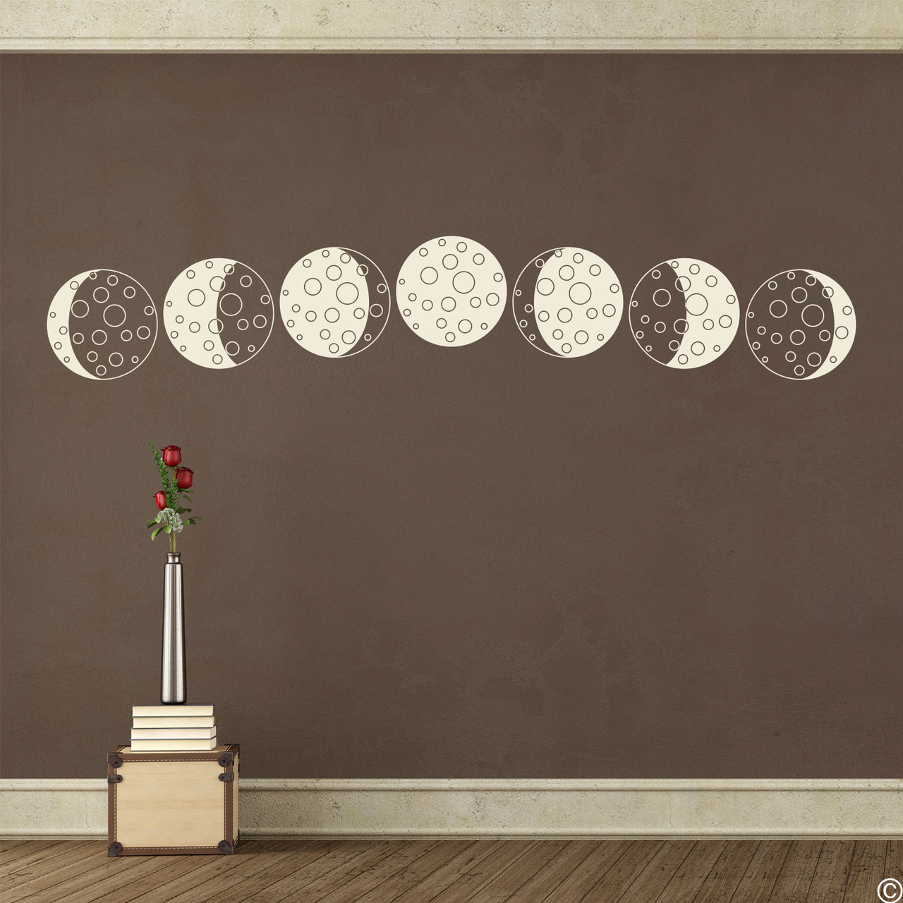 Phases of the Cartoon Moon vinyl wall decal in TURQUOISE