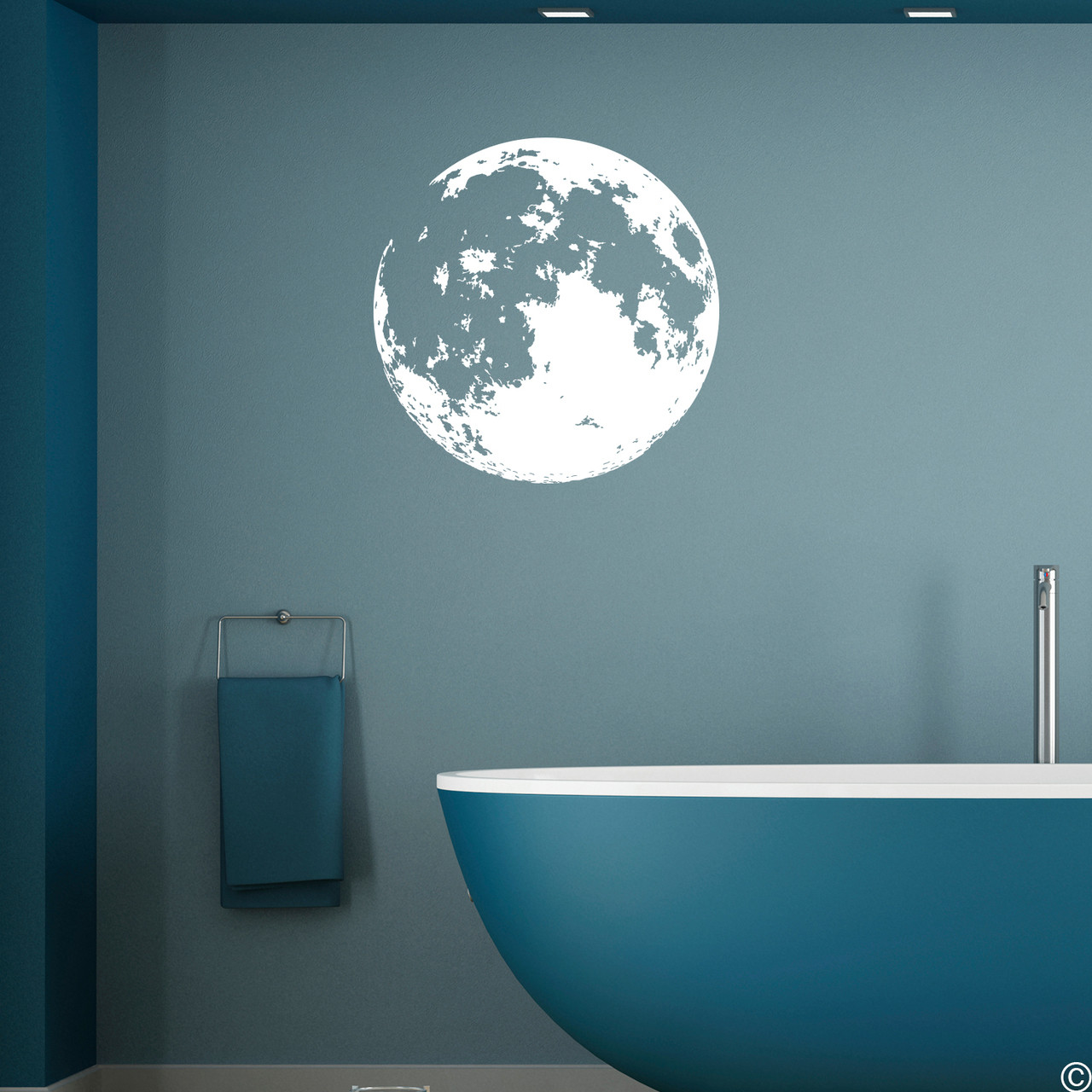 Full moon wall decal shown here in white vinyl color