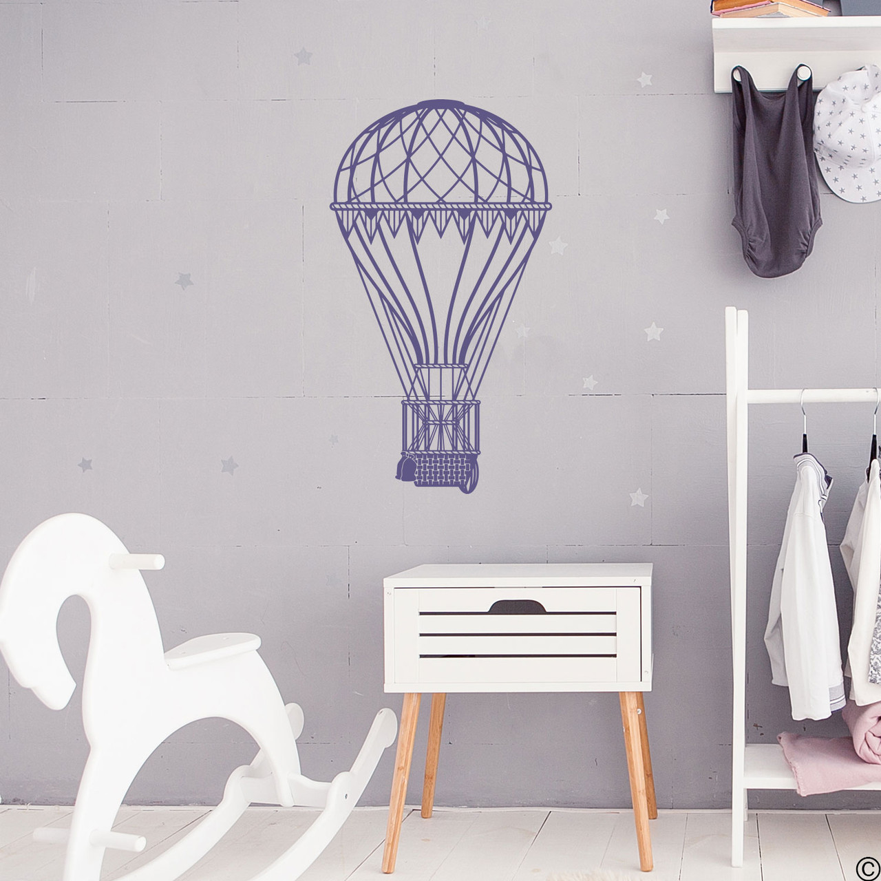 The Hot Air Balloon, design #2, wall decal in limited edition orchid color.
