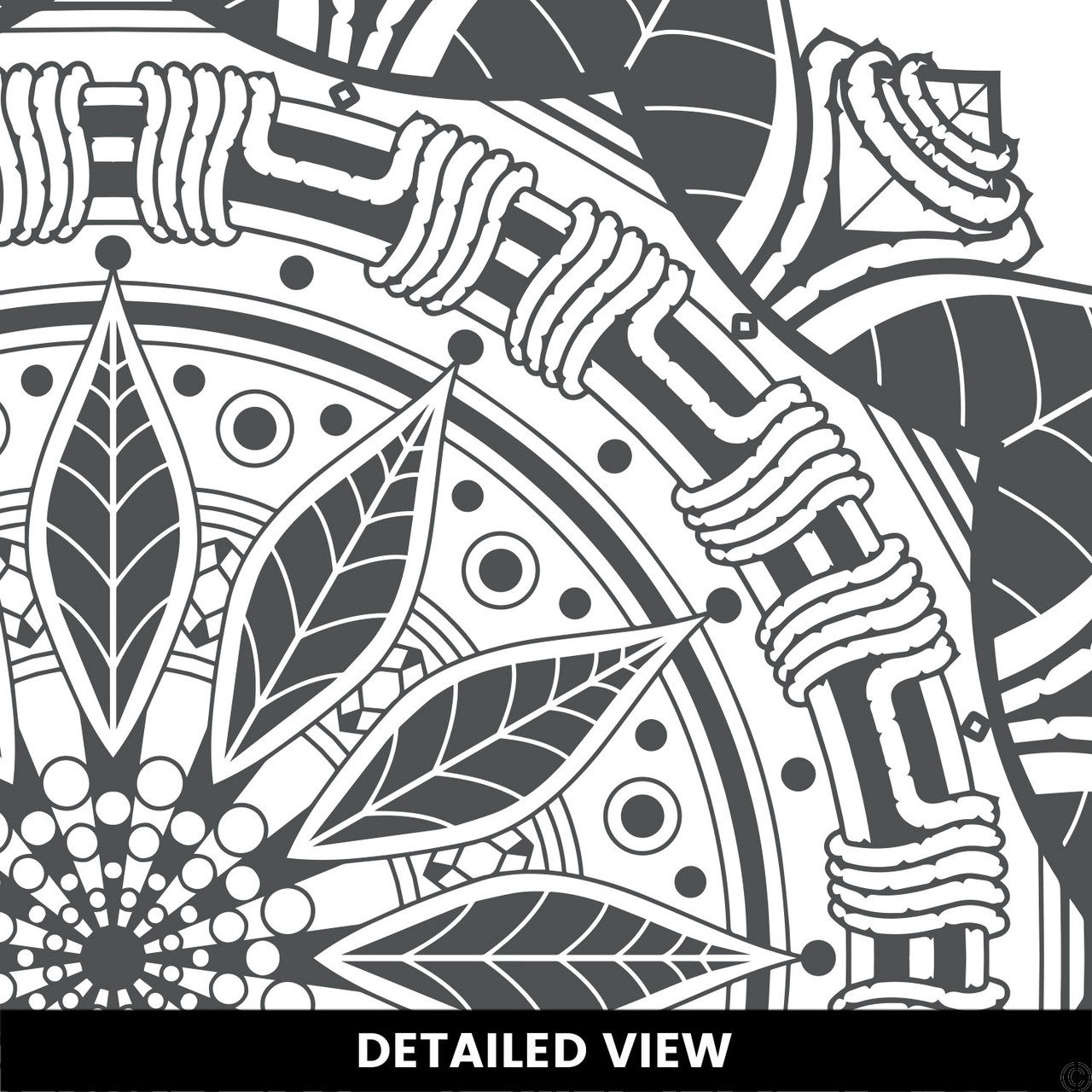 Detailed pictured of The Francis mandala wall decal shown here in the dark grey vinyl color.