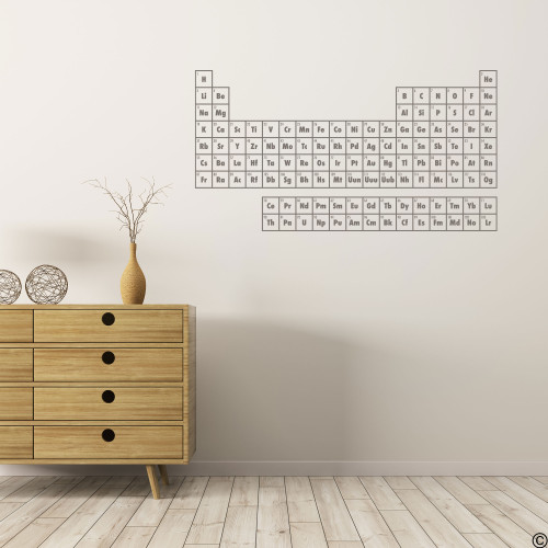 The Periodic Table of Elements wall decal shown here in limited edition castle grey vinyl.