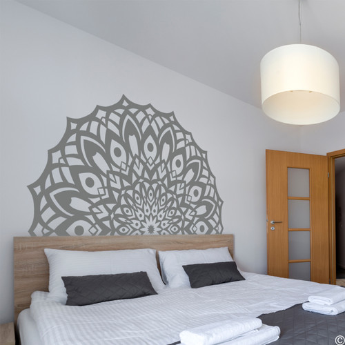 The Sammy mandala vinyl wall decal in storm grey