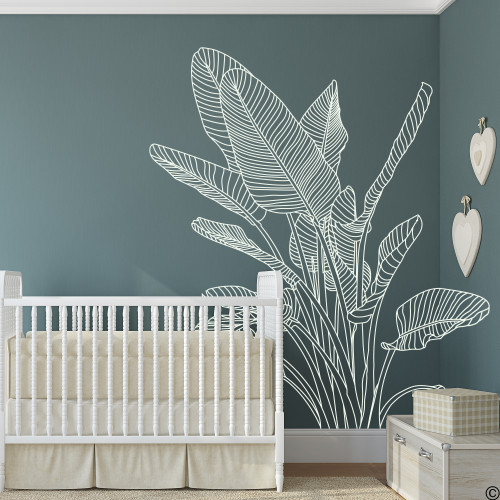 The Bird of Paradise wall decal art shown here in limited edition antique lace vinyl color. The Bird of Paradise wall decal art shown here in limited edition antique lace vinyl color.