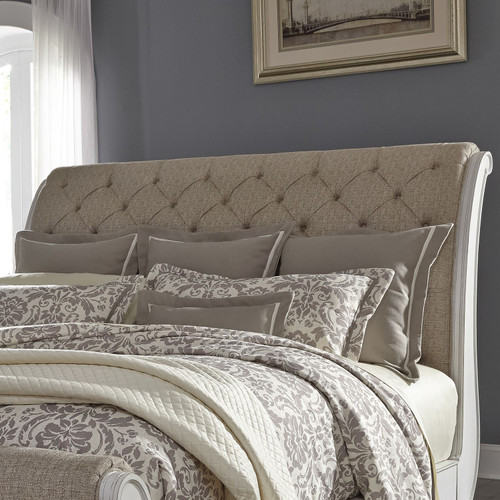 Abbey Park - Antique White & Weathered Brown - King Uph Sleigh Headboard (520-BR22HU) by Liberty Furniture