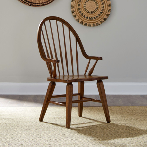 Hearthstone Ridge - Tobacco & Black - Windsor Back Arm Chair (382-C1000A) by Liberty Furniture