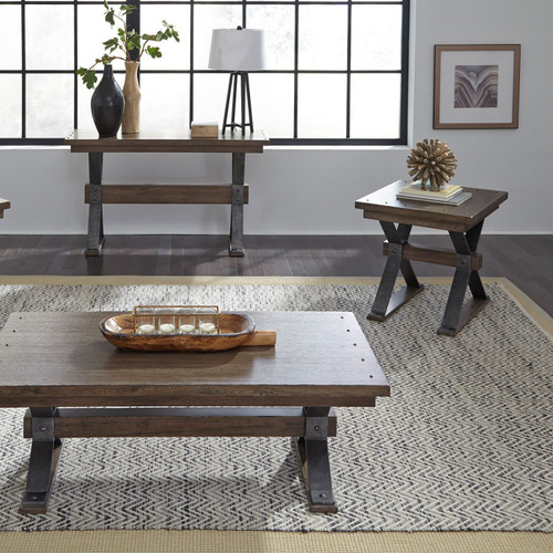 Sonoma Road - Weathered Beaten Bark - 3 Piece Set (1-Cocktail 2-End Tables) (473-OT-3PCS) by Liberty Furniture