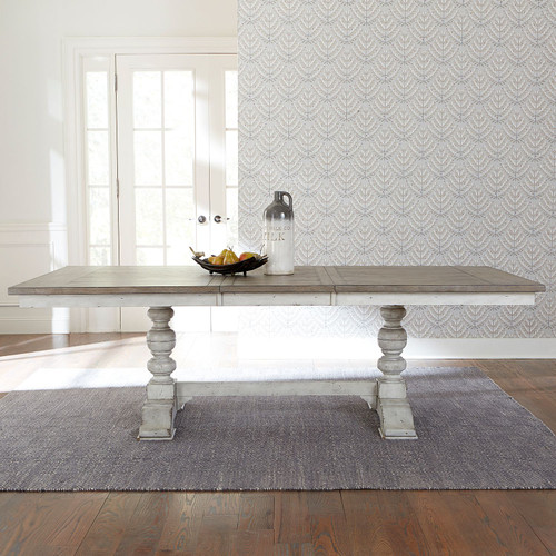 Whitney - Antique Linen w/ Weathered Gray - Trestle Table Set (661W-CD-TRS) by Liberty Furniture