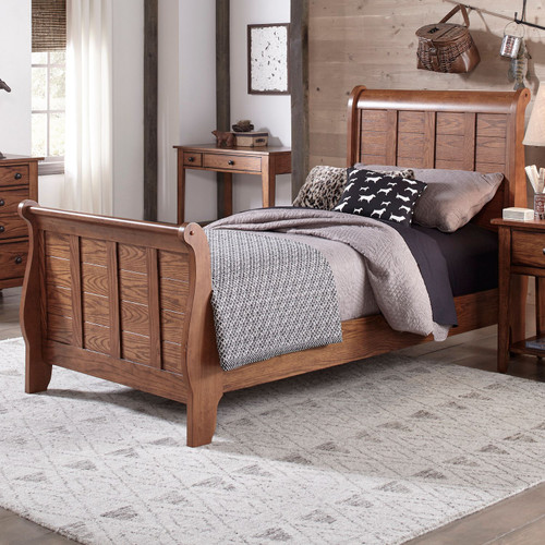 Grandpas Cabin - Aged Oak - Full Sleigh Bed (175-YBR-FSL) by Liberty Furniture Grandpas Cabin - Aged Oak - Full Sleigh Bed (175-YBR-FSL) by Liberty Furniture