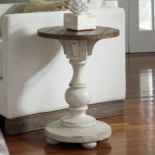 Morgan Creek - Antique White w/ Wirebrushed Tobacco Accents - Chair Side Table (498-OT1021) by Liberty Furniture