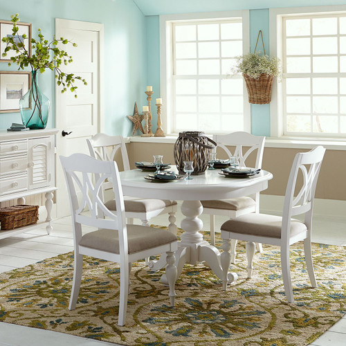 Summer House - Oyster White - 5 Piece Pedestal Table Set (607-CD-5PDS) by Liberty Furniture