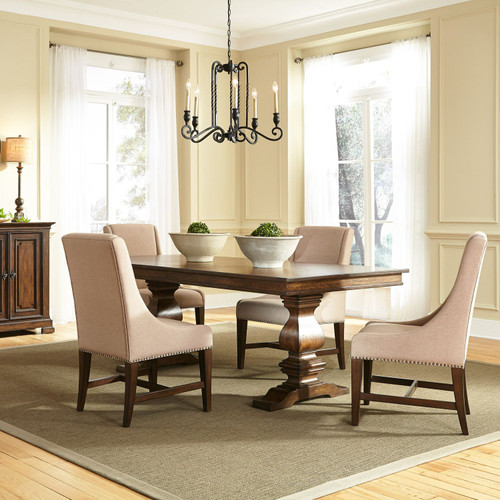Armand - Antique Brownstone - 5 Piece Trestle Table Set (242-DR-5TRS) by Liberty Furniture