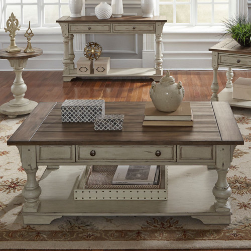 Morgan Creek - Antique White w/ Wirebrushed Tobacco Accents - Cocktail Table (498-OT1010) by Liberty Furniture
