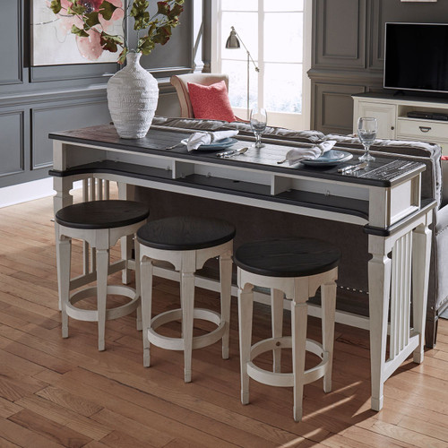 Allyson Park - Wirebrushed White w/ Charcoal Tops - 4 Piece Set (417-OT-4PCS) by Liberty Furniture