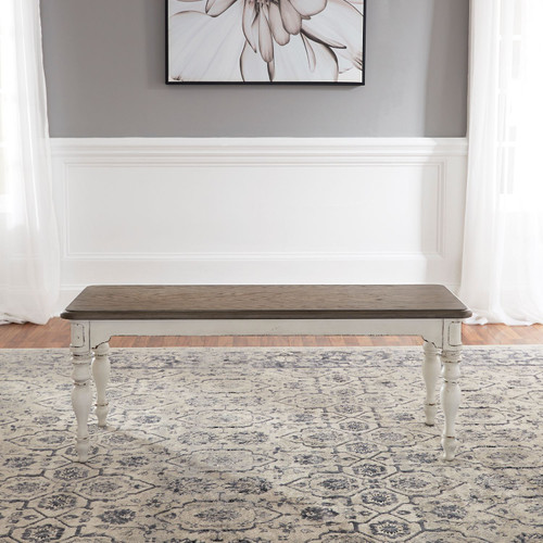 Magnolia Manor - Antique White & Weathered Bark - Dining Bench (244-C9000B) by Liberty Furniture Magnolia Manor - Antique White & Weathered Bark - Dining Bench (244-C9000B) by Liberty Furniture