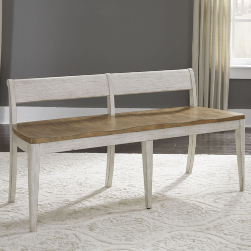 Farmhouse Reimagined - Antique White w/ Chestnut Tops - Bench (652-C9000B) by Liberty Furniture