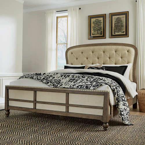 Americana Farmhouse - Dusty Taupe & Black - King Shelter Bed (615-BR-KSH) by Liberty Furniture