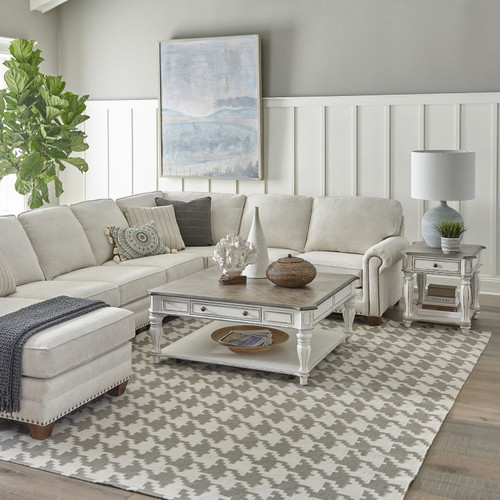 Magnolia Manor - Antique White & Weathered Bark - 3 Piece Set (1-Cocktail 2-End Tables) (244-OT-A3PCS) by Liberty Furniture Magnolia Manor - Antique White & Weathered Bark - 3 Piece Set (1-Cocktail 2-End Tables) (244-OT-A3PCS) by Liberty Furniture