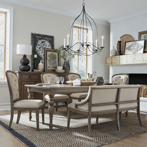 Americana Farmhouse - Dusty Taupe & Black - Optional 6 Piece Leg Table Set (615-DR-O6LTS) by Liberty Furniture