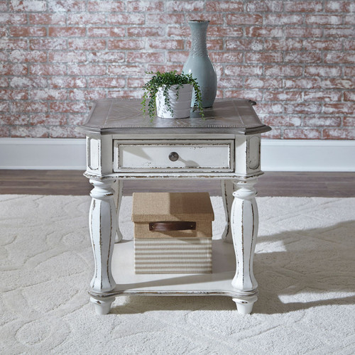 Magnolia Manor - Antique White & Weathered Bark - End Table (244-OT1020) by Liberty Furniture