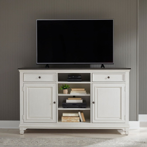 Allyson Park - Wirebrushed White w/ Charcoal Tops - 68 Inch Highboy TV Console (417-TV68) by Liberty Furniture