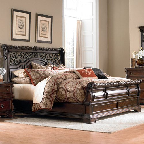 Arbor Place - Brownstone - King Sleigh Bed (575-BR-KSL) by Liberty Furniture