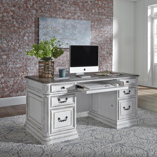 Magnolia Manor - Antique White & Weathered Bark - Desk (244-HOJ-DSK) by Liberty Furniture