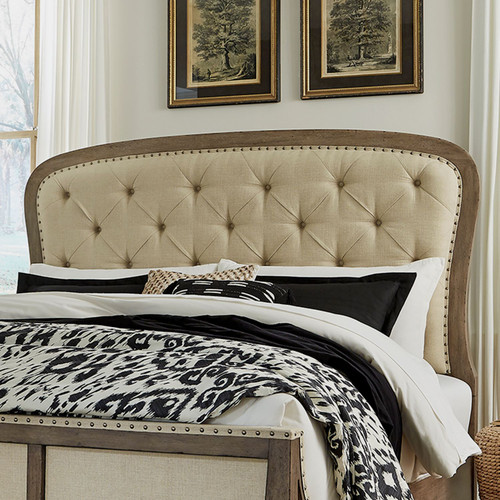 Americana Farmhouse - Dusty Taupe & Black - Queen Tufted Panel Headboard (615-BR13HUT) by Liberty Furniture