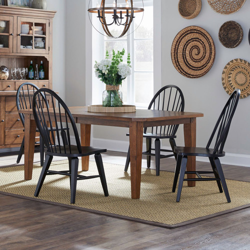 Hearthstone Ridge - Tobacco & Black - 5 Piece Rectangular Table Set (482-DR-5RLS) by Liberty Furniture