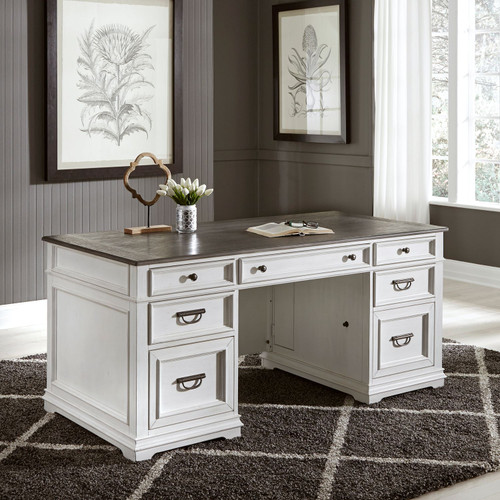 Allyson Park - Wirebrushed White w/ Charcoal Tops - Desk (417-HOJ-DSK) by Liberty Furniture