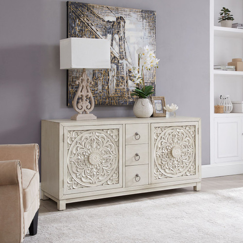 Sundance - Antique Linen - 2 Door 3 Drawer Accent Cabinet (2057W-AC6029) by Liberty Furniture