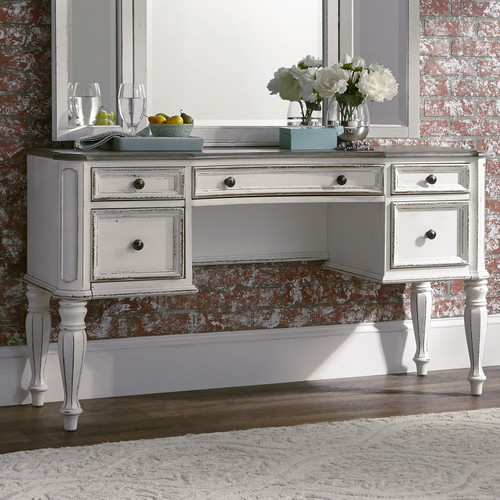 Magnolia Manor - Antique White & Weathered Bark - Vanity Desk (244-BR35) by Liberty Furniture