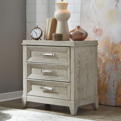 Belmar - Washed Taupe & Silver Champagne - 3 Drawer Night Stand (902-BR61) by Liberty Furniture