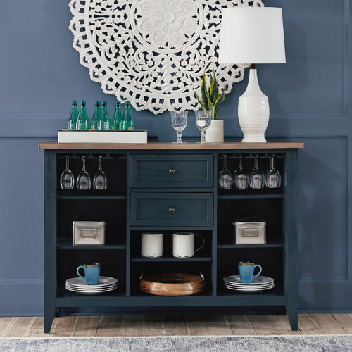 Lakeshore - Wirebrushed Navy w/ Wood Tone Tops - Server- Navy (519NY-SR5640) by Liberty Furniture