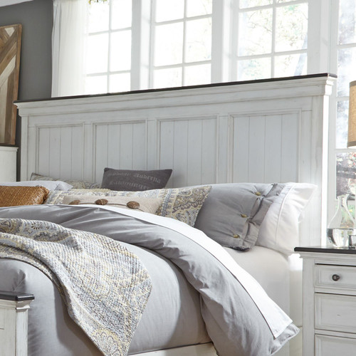 Allyson Park - Wirebrushed White w/ Charcoal Tops - King Panel Headboard (417-BR15) by Liberty Furniture