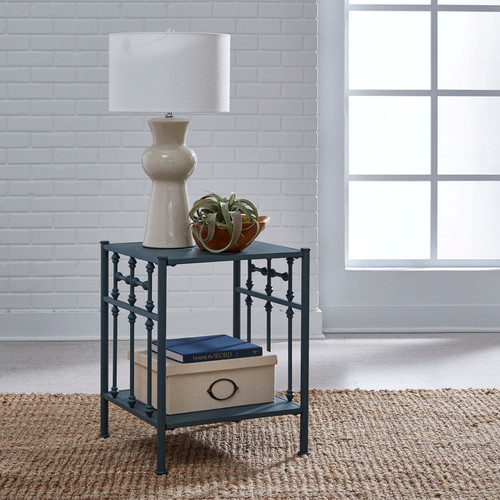 Vintage Series - Distressed Metal - Open Night Stand - Navy (179-BR61-N) by Liberty Furniture
