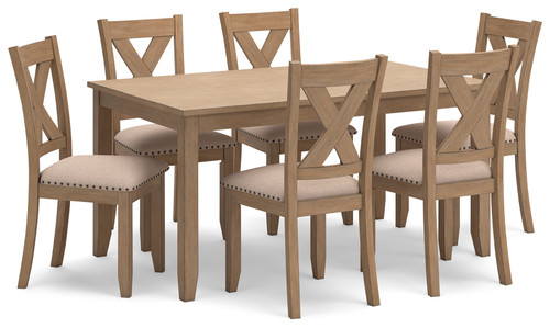Sanbriar - Light Brown - Dining Table and Chairs (Set of 7) (D393-425) by Ashley