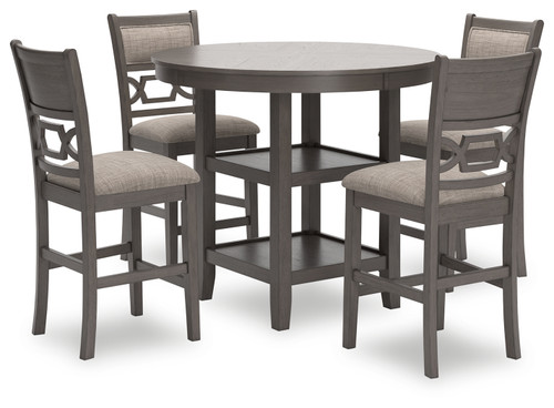 Wrenning - Gray - Counter Height Dining Table and 4 Barstools (Set of 5) (D425-223) by Ashley