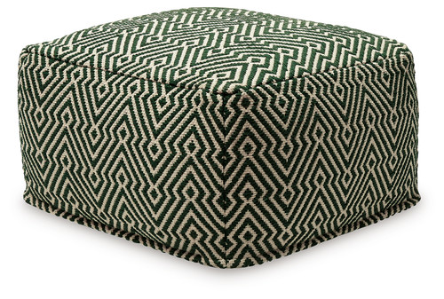 Abacy - Green/Ivory - Pouf (A1001053) by Ashley