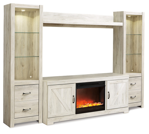 Bellaby - Whitewash - 4-Piece Entertainment Center with Fireplace (W331W5) by Ashley