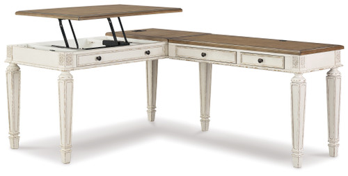 Realyn - White/Brown - 2-Piece Home Office Lift Top Desk (H743H2) by Ashley
