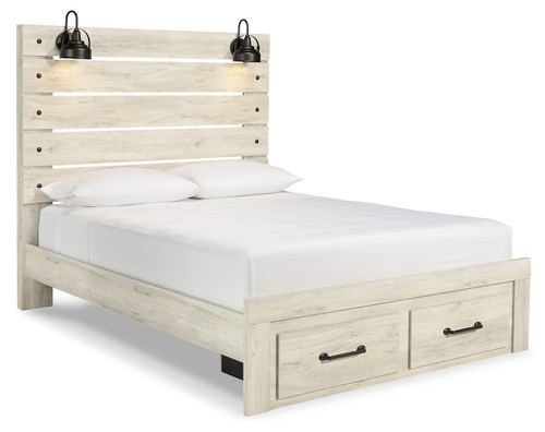 Cambeck - Whitewash - Queen Panel Bed with 2 Storage Drawers (B192B8) by Ashley