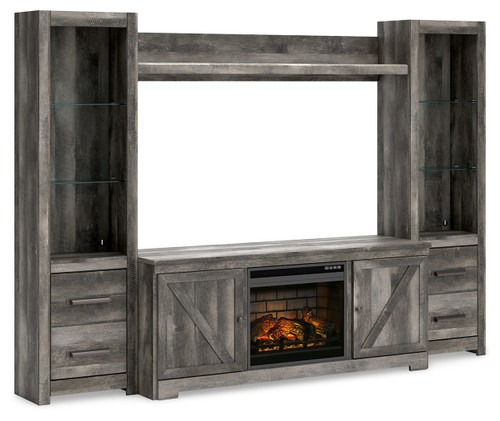 Wynnlow - Gray - 4-Piece Entertainment Center with Electric Fireplace (W440W8) by Ashley