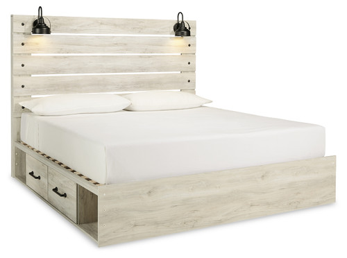 Cambeck - Whitewash - King Panel Bed with 4 Storage Drawers (B192B27) by Ashley