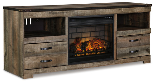 Trinell - Brown - 63" TV Stand with Electric Fireplace (W446W9) by Ashley